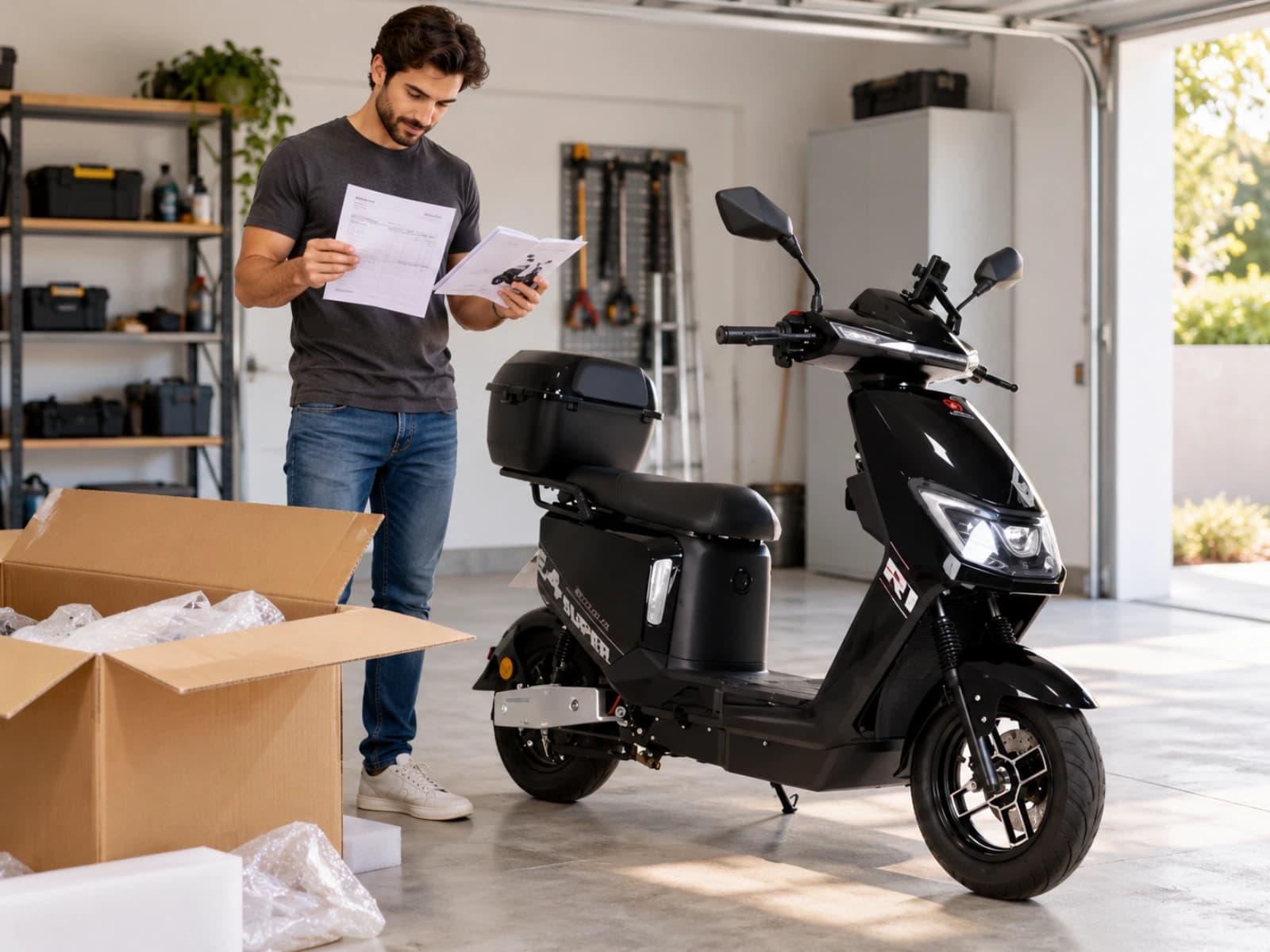 Conferindo a scooter na entrega
